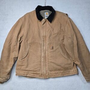 Vintage Carhartt J164 CML Sherpa Lined Sandstone Jacket Camel Men's Large Reg